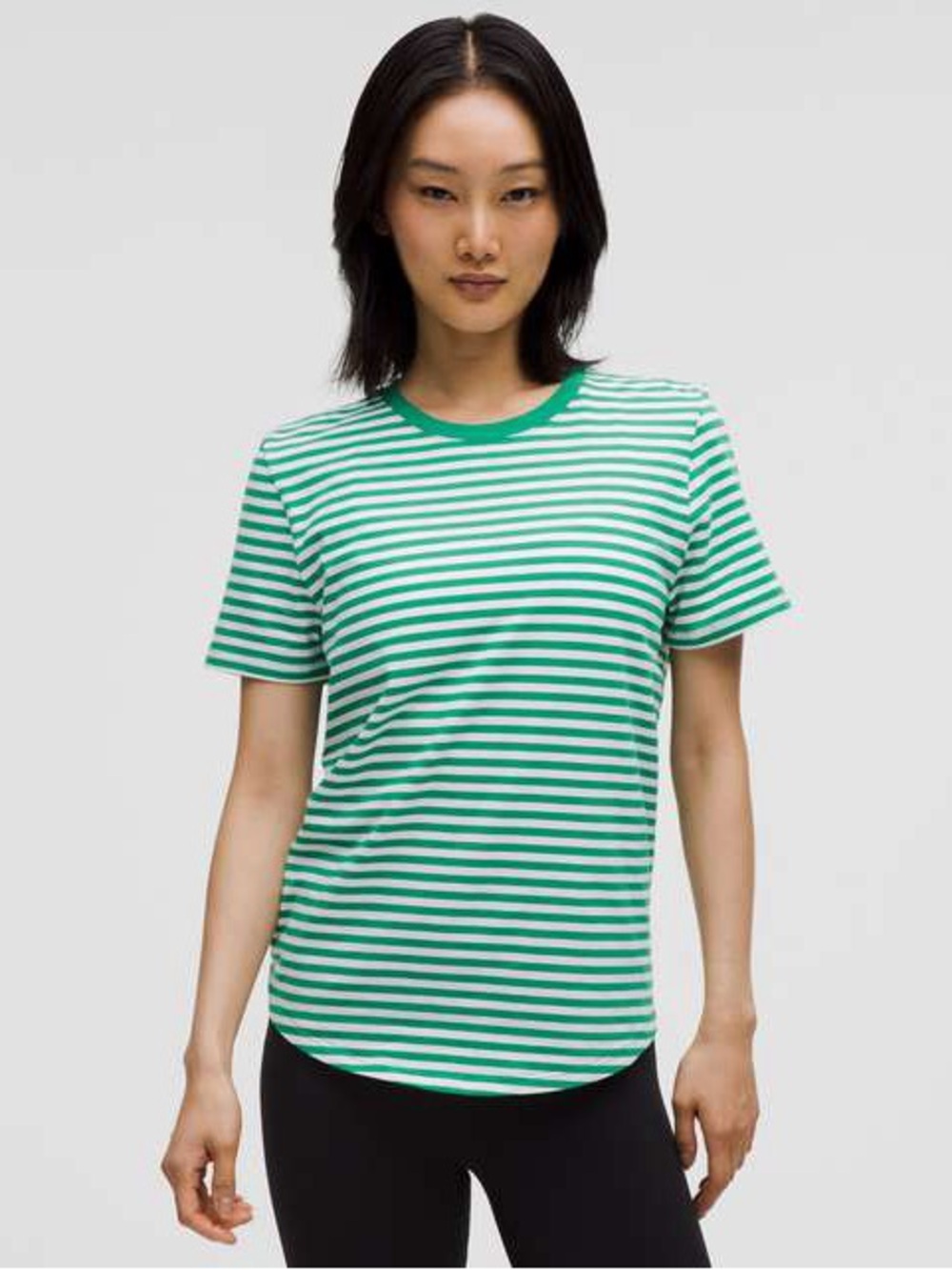 Lululemon Striped Crewneck Tee in Green and White